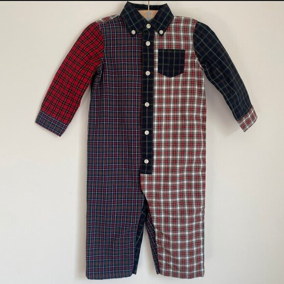 NWT Ralph Lauren Baby Plaid 100% Cotton Poplin Fun Coverall One Piece 9 Months - Picture 1 of 11